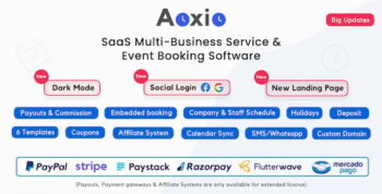 Aoxio - SaaS Multi-Business Service & Event Booking Software